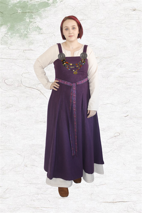 ANNA : Purple - Medieval Viking Wool Apron Dress