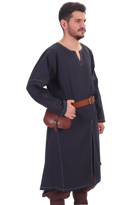ARVID Dark Blue Cotton Canvas Tunic : Medieval Viking Long sleeve cotton Handstitched canvas tunic 
