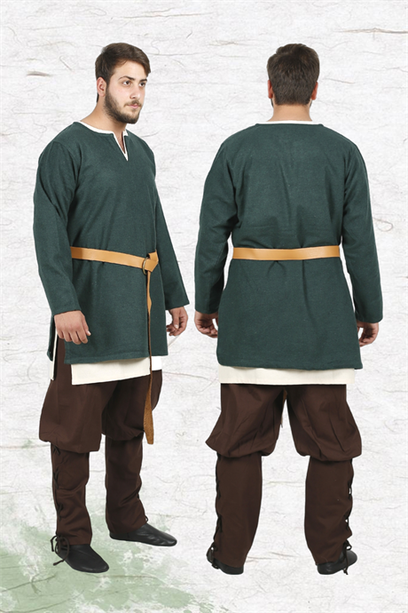 AWE Green Wool Tunic : Medieval Viking Larp and Renaissance Tunic.