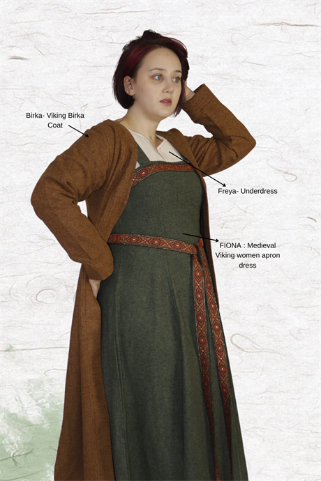 Birka Mocha : Medieval Viking Women Wool Coat