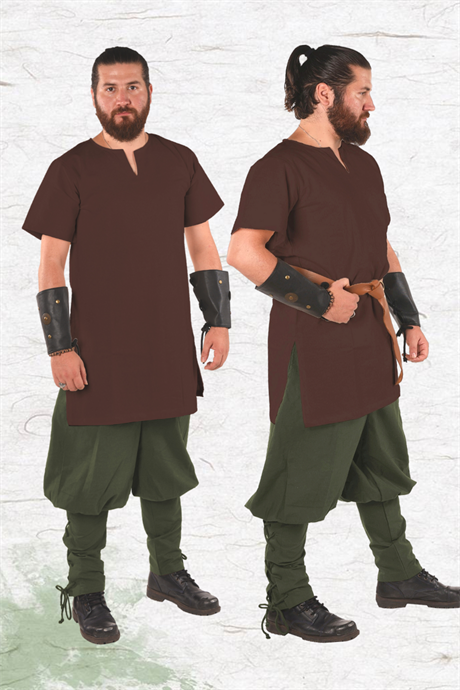 CORA Brown Cotton Undertunic : Medieval Viking Renaissance Reenactment  Mens Undertunic.