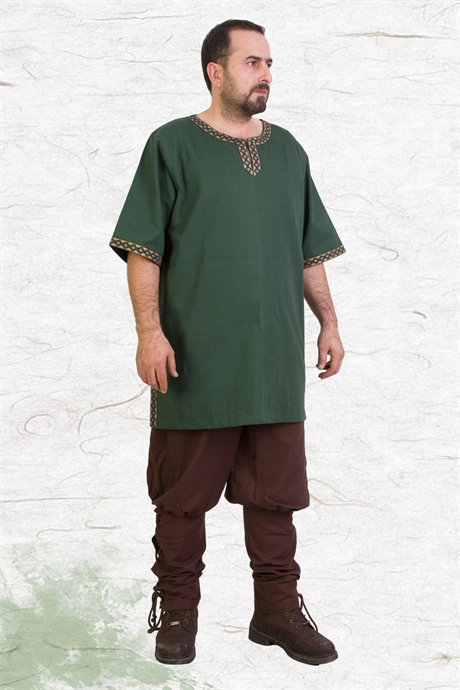 EDGAR Green Cotton Tunic : Medieval Viking Renaissance Reenactment  Mens Undertunic.