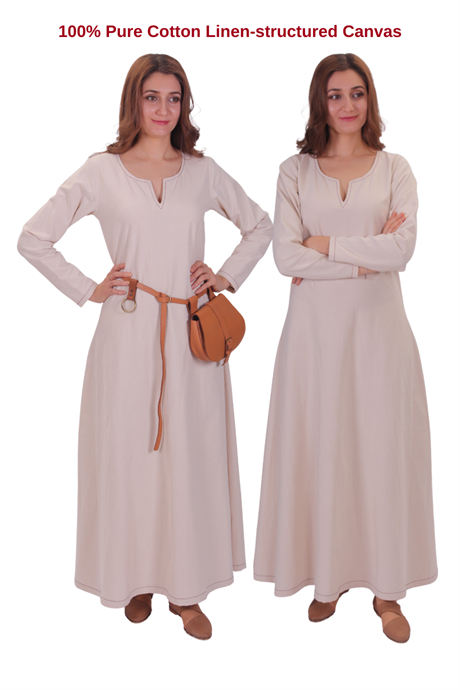 FREYA Natur  Cotton Canvas :  Medieval Viking Nordic Cotton Underdress from 10th and 11th century. 