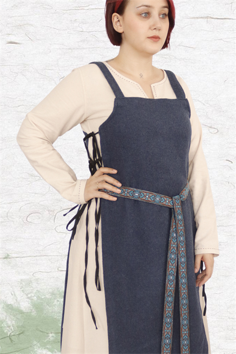 GYDA: Indigo Blue - Medieval Viking Wool Apron Dress