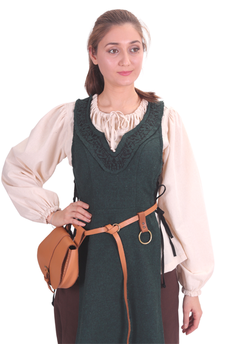 HILDA Green Wool Emroderied Tabard-Embroidered Wool Tabard inspired from Medieval and Viking ages