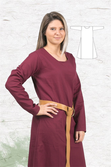 LENA Burgundy : Medieval Viking Women Cotton Underdress