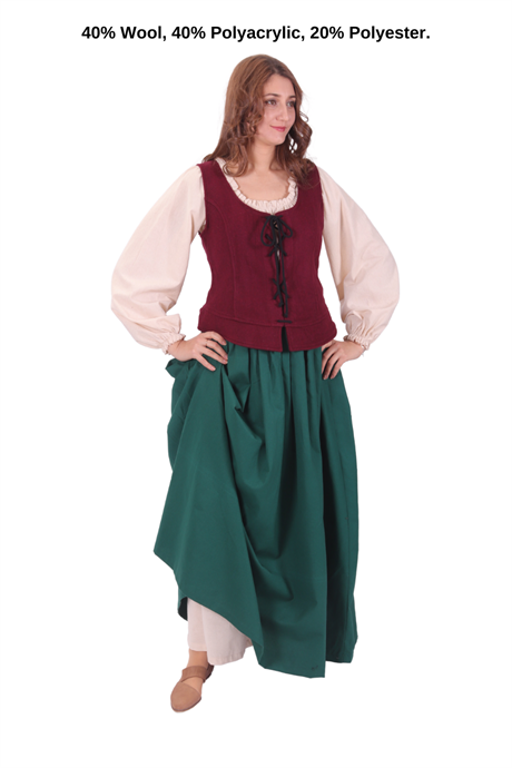 LEONA Burgundy Wool Bodice - Medieval Viking Middle ages Renaissance women  bodice whench 