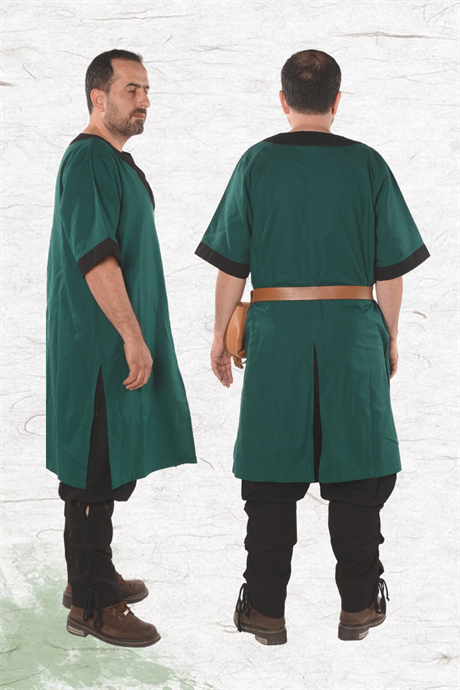 LOKI Cotton F.Green/Black Tunic : Medieval Viking Renaissance Reenactment Mens Tunic
