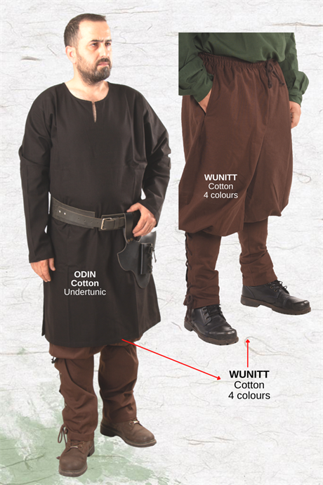 ODIN Black Cotton Undertunic : Medieval Viking Renaissance Reenactment  Mens Undertunic.