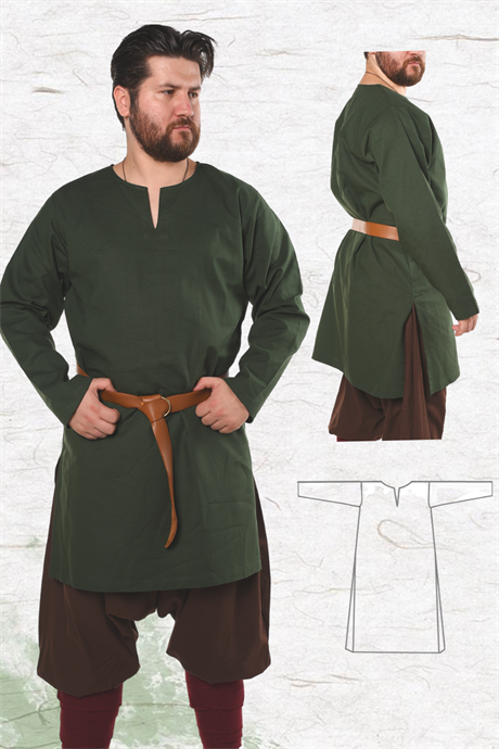 ODIN Green Cotton Undertunic : Medieval Viking Renaissance Reenactment  Mens Undertunic.