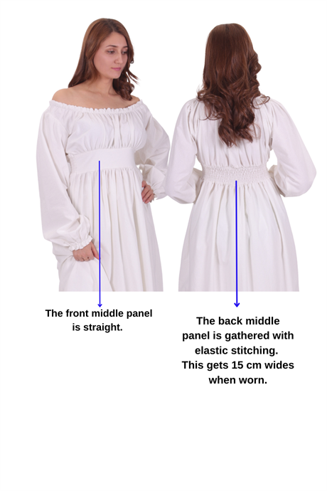 ROSE White Cotton Poplin Dress - Medieval and Renaissance Women Dress.  