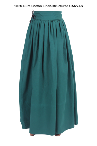 ANIKA Forest Green Cotton Canvas Skirt - Medieval Viking Renaissance Back waist gathered women skirt. Made by bycalvina.us