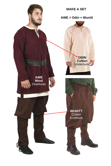 AWE Burgundy Wool Tunic : Medieval Viking Larp and Renaissance Tunic.