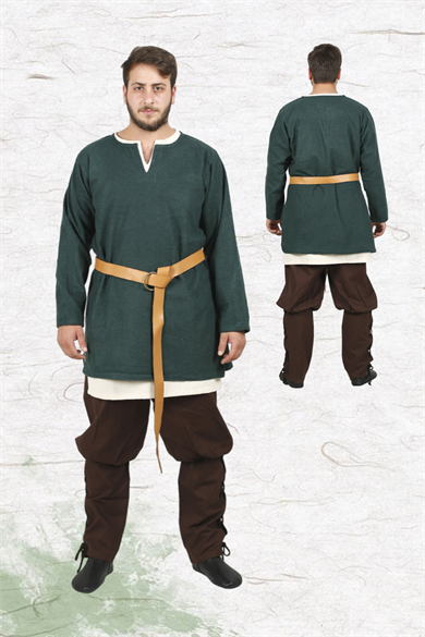 AWE Green Wool Tunic : Medieval Viking Larp and Renaissance Tunic.