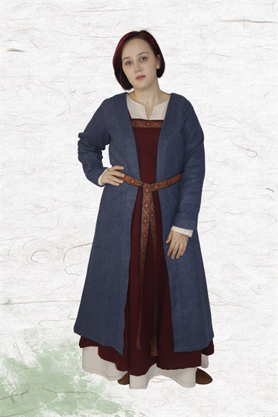 Birka indigo Blue: Medieval Viking Women Wool Coat