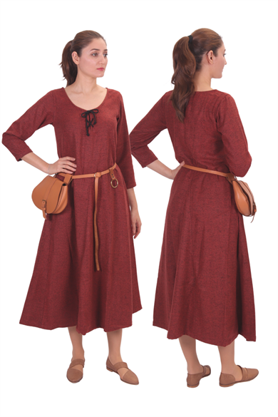 DAGNA Orange Wool Dress - Medieval Viking Women Battle Dress. Made in Turkey by bycalvina.us