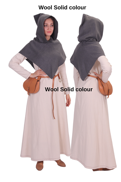 DIARA Grey Wool - Medieval Viking Unisex Hood 