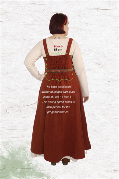 FIONA : Orange - Medieval Viking Wool Apron Dress