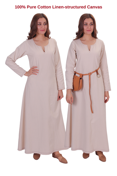 FREYA Natur  Cotton Canvas :  Medieval Viking Nordic Cotton Underdress from 10th and 11th century. 