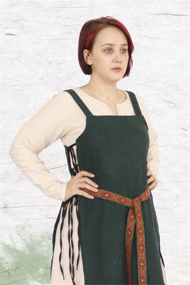 GYDA: Green- Medieval Viking Wool Apron Dress
