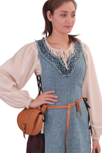 HILDA Blue Wool Emroderied Tabard-Embroidered Wool Tabard inspired from Medieval and Viking ages