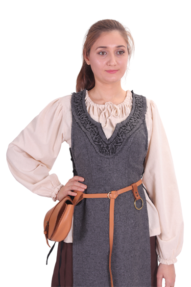 HILDA Grey Wool Emroderied Tabard-Embroidered Wool Tabard inspired from Medieval and Viking ages