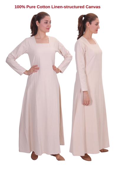 JOHANNA Natur Cotton Underdress - Medieval Viking Women Underdress .Made in Turkey by bycalvina.us