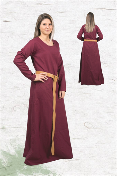 LENA Burgundy : Medieval Viking Women Cotton Underdress