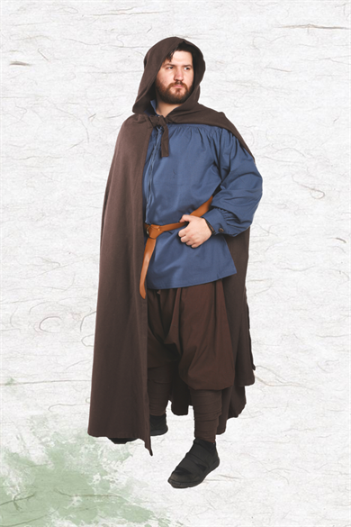 LORD Brown : Medieval Viking Renaissance, Larp and Reeanactment Hooded Wool Cloak