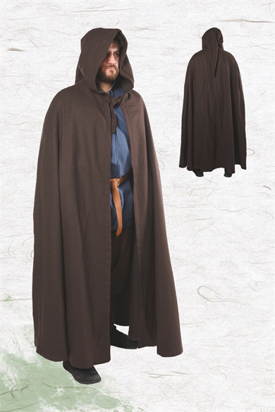 LORD Brown WOOL : Medieval Viking Renaissance, Larp and Reeanactment Hooded Wool Cloak