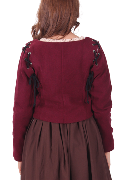 LORICA Burgundy Wool Bodice - Medieval Viking Middle ages Renaissance women  Removeable Sleeve bodice whench 