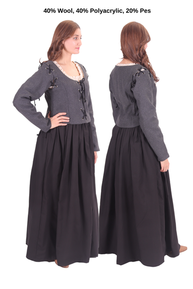 LORICA Grey Wool Bodice - Medieval Viking Middle ages Renaissance women  Removeable Sleeve bodice whench 