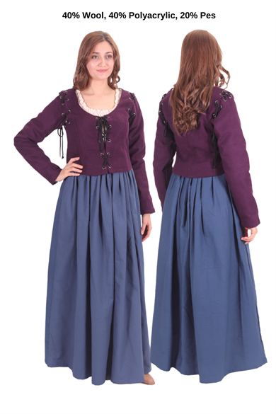 LORICA Purple Wool Bodice - Medieval Viking Middle ages Renaissance women  Removeable Sleeve bodice whench 