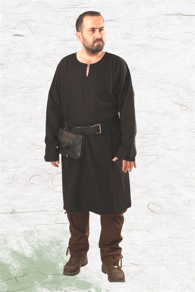 ODIN Black Cotton Undertunic : Medieval Viking Renaissance Reenactment  Mens Undertunic.