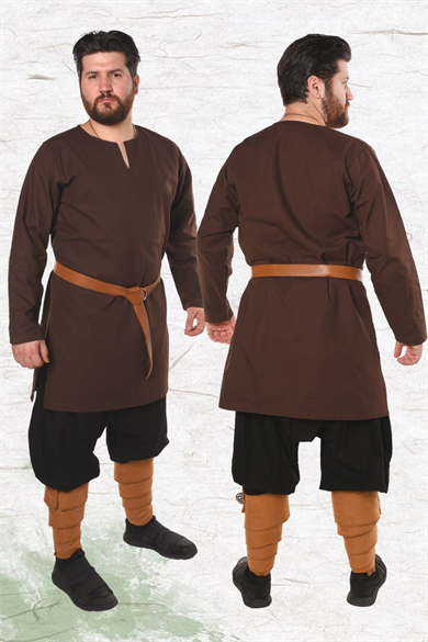 ODIN Brown Cotton Undertunic : Medieval Viking Renaissance Reenactment  Mens Undertunic.