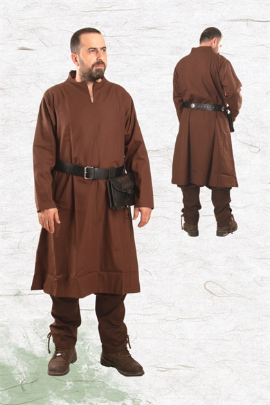 VINZA Brown Cotton Tunic : Medieval Viking Larp and Renaissance Tunic