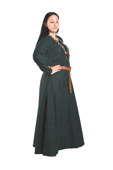 WILMA Green Wool Dress : Medieval Viking Women Dress