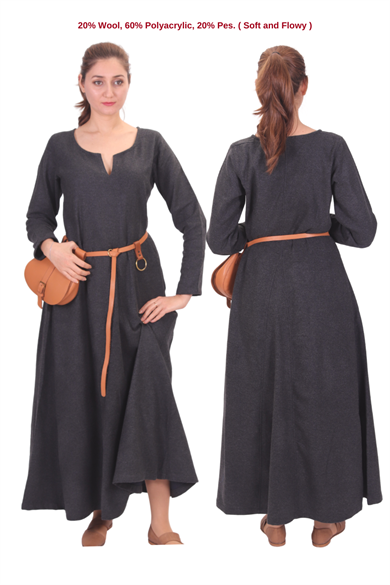 WILMA Grey Wool Dress : Medieval Viking Women Dress