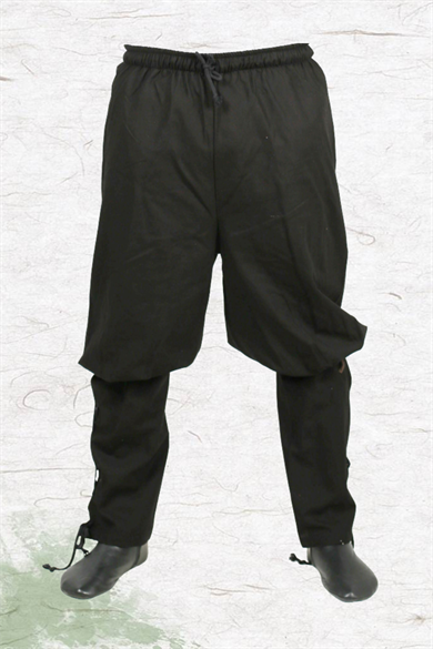 WUNITT Cotton Black Pants -  Medieval Viking Larp and Renaissance Mans PURE COTTON CANVAS Pants With Two Functional Pockets.