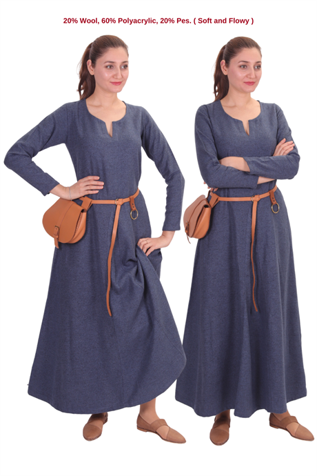 WILMA Indigo Blue Wool Dress : Medieval Viking Women Dress