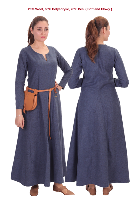 WILMA Indigo Blue Wool Dress : Medieval Viking Women Dress