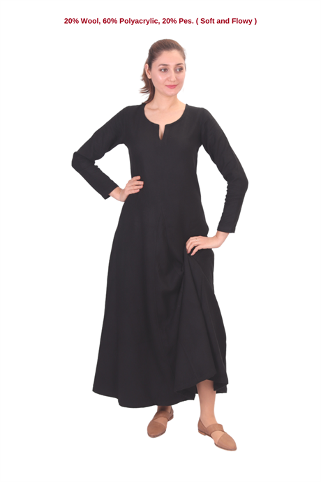 WILMA Wool Black Dress : Medieval Viking Women Dress